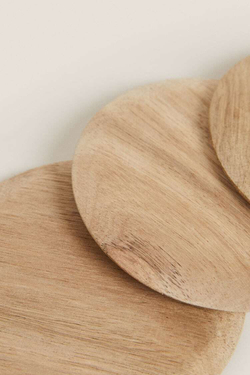 ZARA HOME ДЕРЕВЯННЫЕ ПОДСТАВКИ (НАБОР ИЗ 4 ПРЕДМЕТОВ),  СВЕТЛО-БЕЖЕВЫЙ