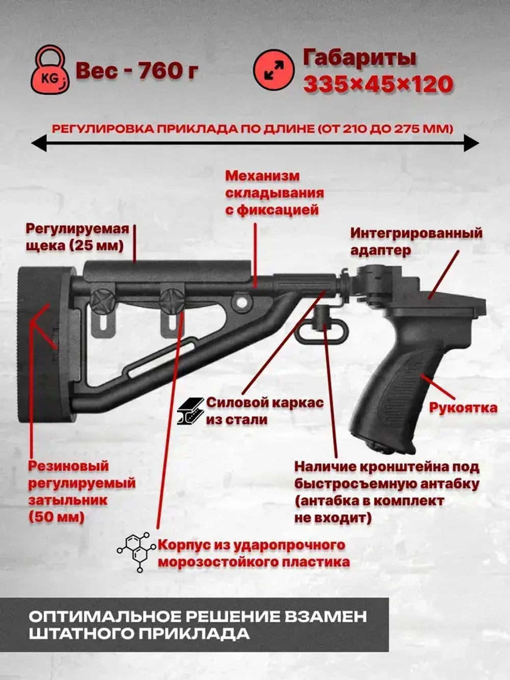 Приклад складной на СВД, Тигр, TG3 (АСПАК.74.020.00), ОТК