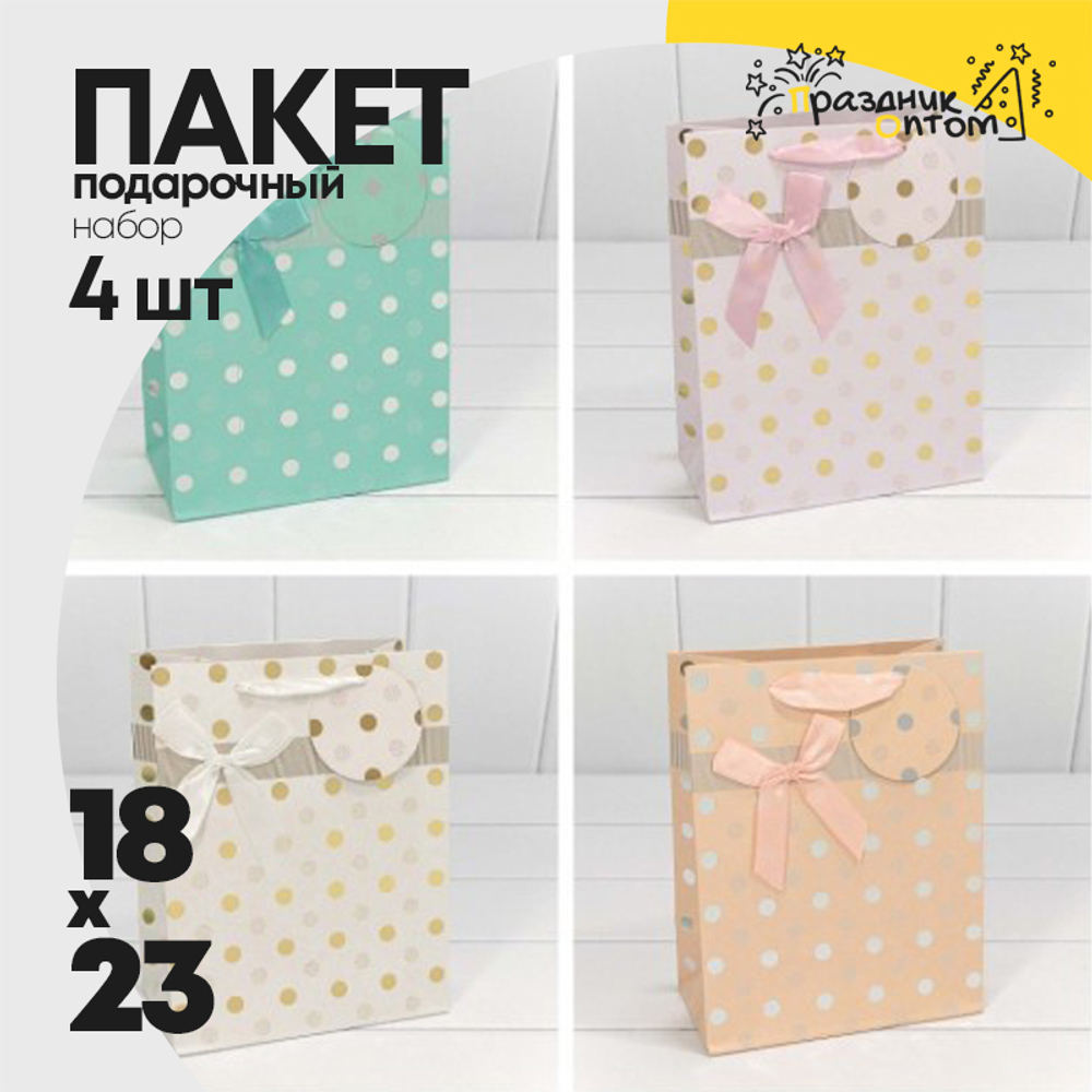 Пакет подарочный 18х23х10см "Леди" с тиснением (Микс)