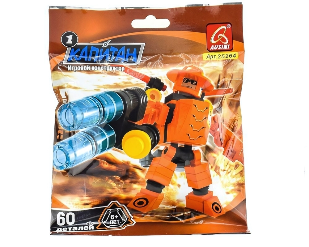 Конструктор блочный Аусини Роботы 60эл., коробка 25264