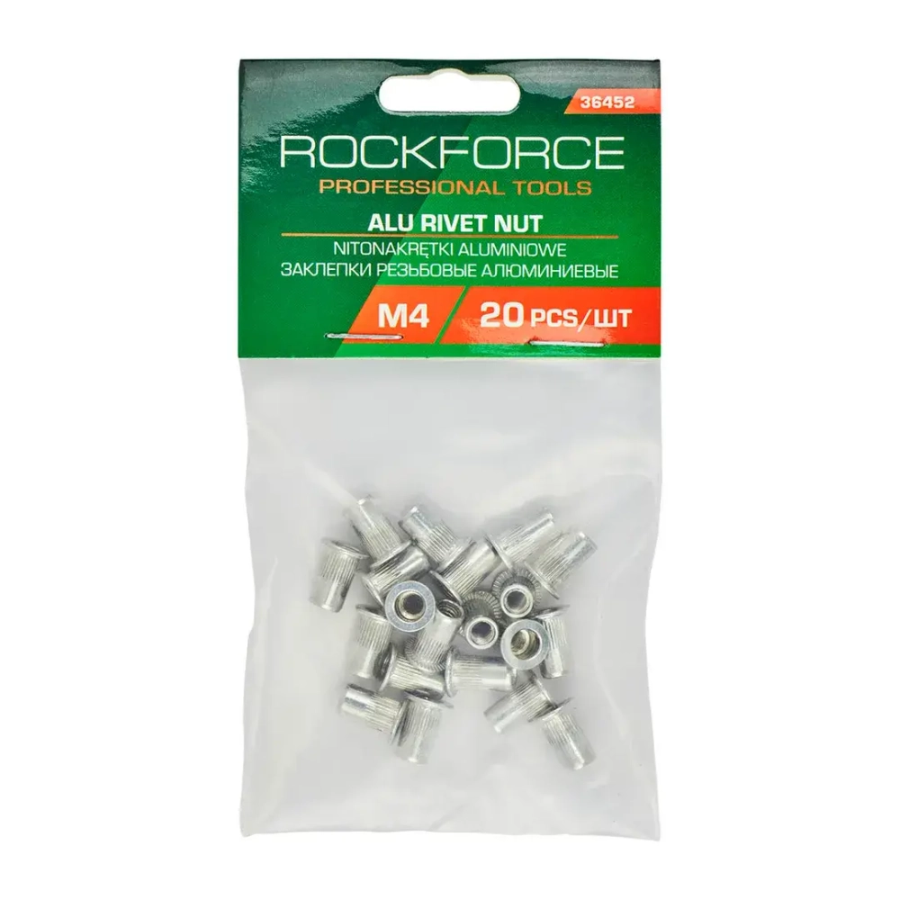 Заклепки резьбовые алюминиевые М4 (20шт./к-т) RockFORCE RF-36452