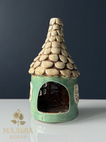 Декоративный подсвечник "Домик трулле" зелёный Ø 11x20 см