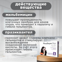 Таблетки от гельминтов для щенков и собак от 0,5-10кг со вкусом мяса МильбецинНео (Neoterica), 2т Празиквантел/ Мильбемицин