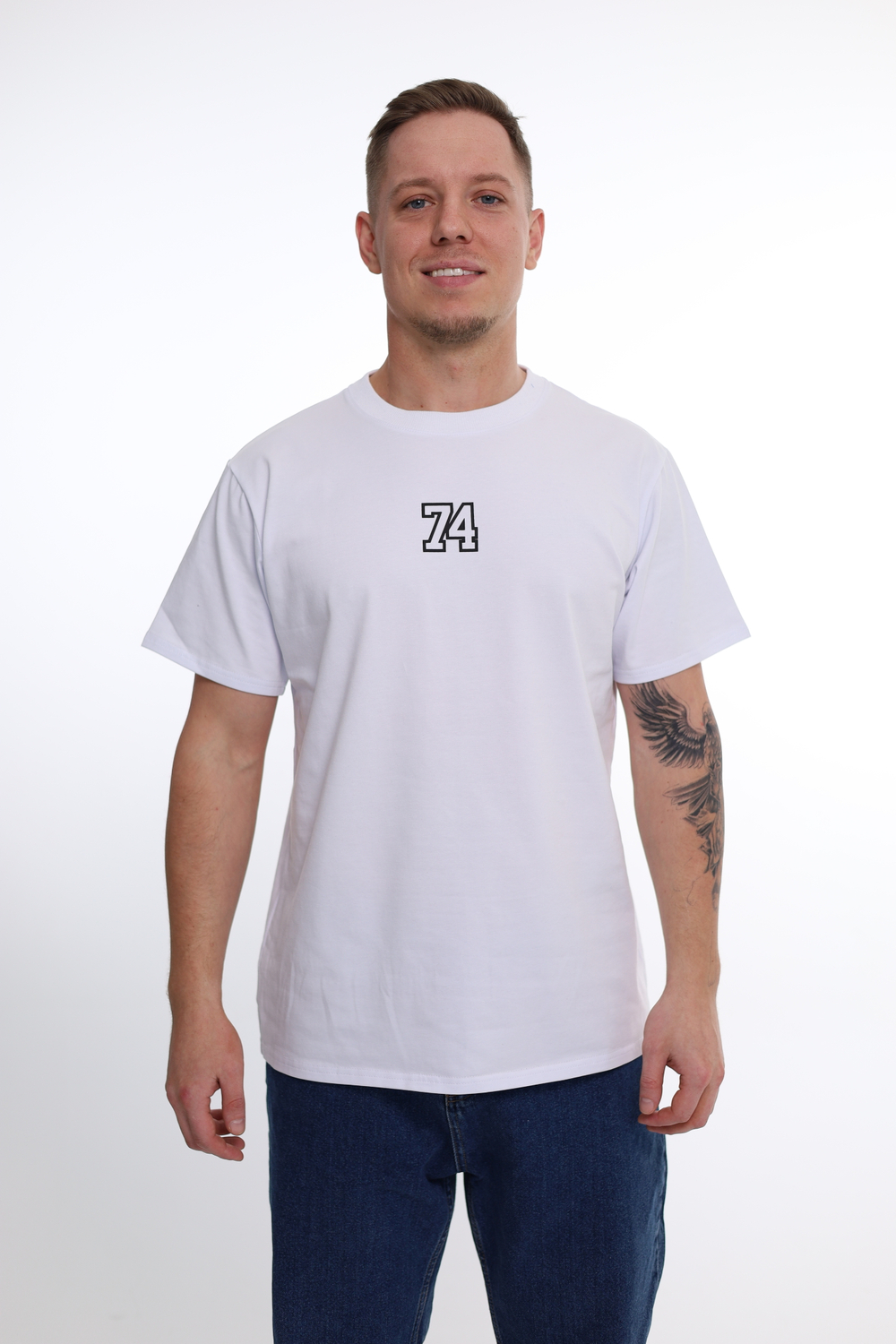Футболка белая норма, принт "Урал 74"
