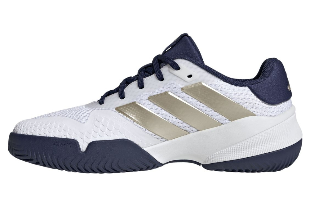 Детские Кроссовки теннисные  Adidas Barricade K - cloud white/cyber metallic/dark blue