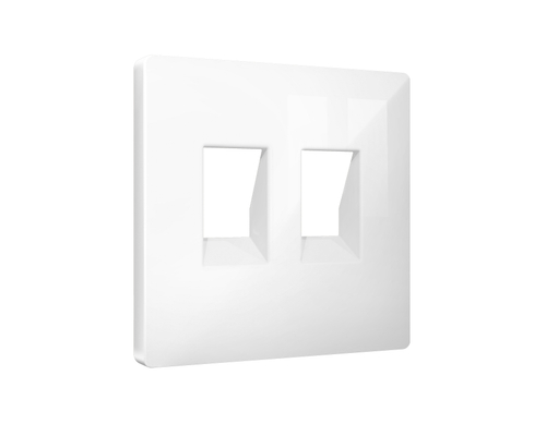 AP1121 Лицевая панель ALFA (Белый глянец) для компьютерной/телефонной двойной розетки RJ-45/RJ-11 QUANT