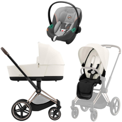 Коляска 3 в 1 Cybex Priam IV Rosegold complete и автокресло Aton S2 i-Size Lava Grey Off White