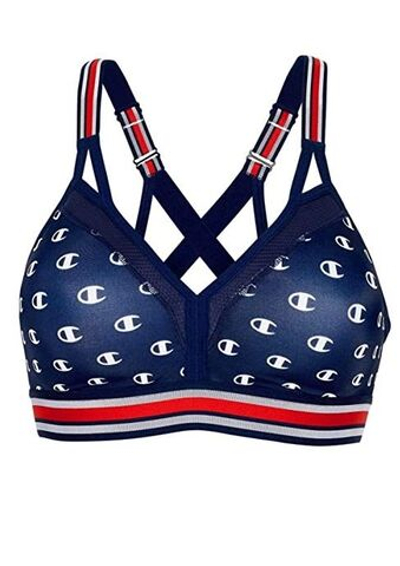 Комфортный бюстгальтер без каркасов для занятий спортом (Размер: S) (Цвет: синий)