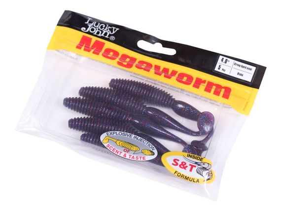 Виброхвосты съедобные LJ Pro Series MegaWorm 4,0in (10,16 см), цв. S63, 5 шт.