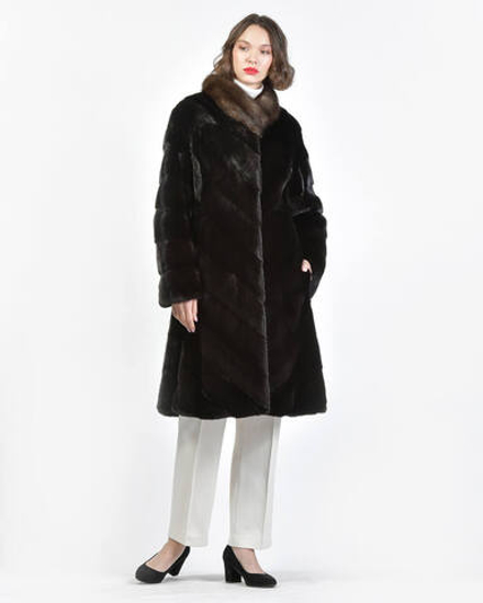 Шуба из меха норки с отделкой из меха соболя