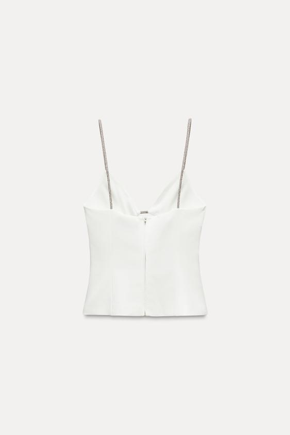 ZARA ТОП С ВЫРЕЗОМ И СТРАЗАМИ, БЕЛЫЙ