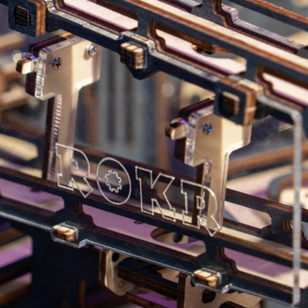 Марбл-трасса ночной город LGA01 от ROKR - Деревянный конструктор, сборная механическая модель, 3D пазл, трасса для шариков