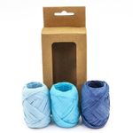 Лента (0,5 см*10 м) Рафия, Голубой микс, 3 шт.