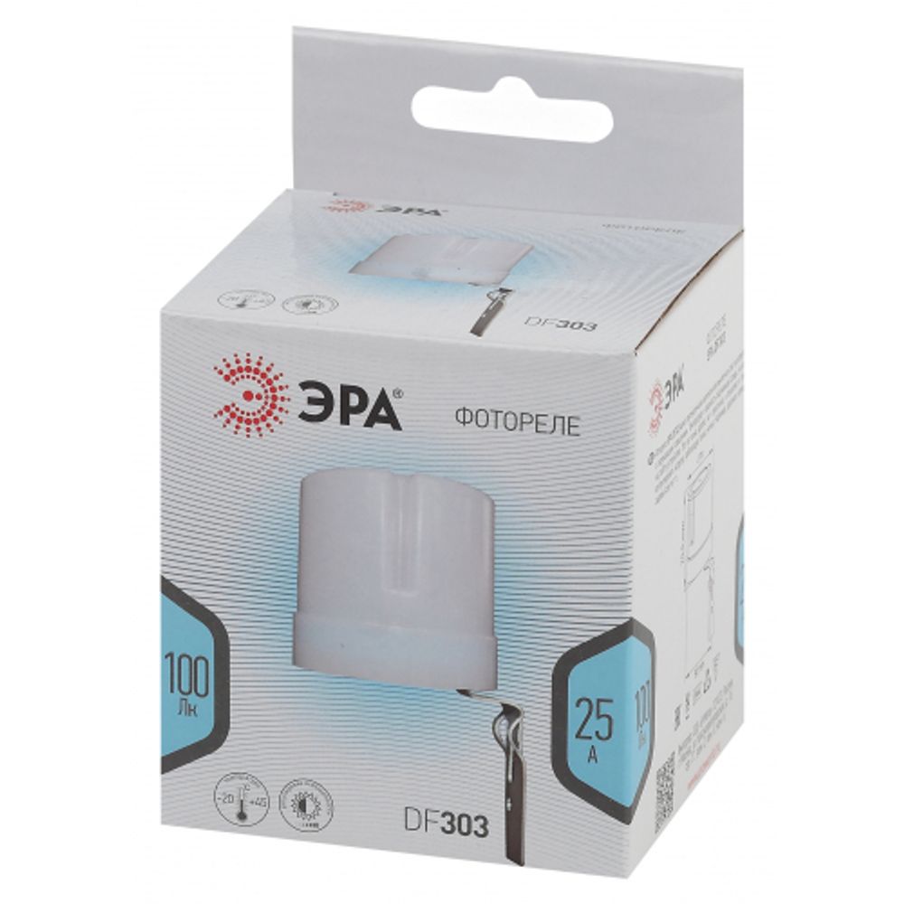 Датчик освещенности ЭРА DF 303 Фотореле серый, настенный, максимальная нагрузка 5500 ВА IP44