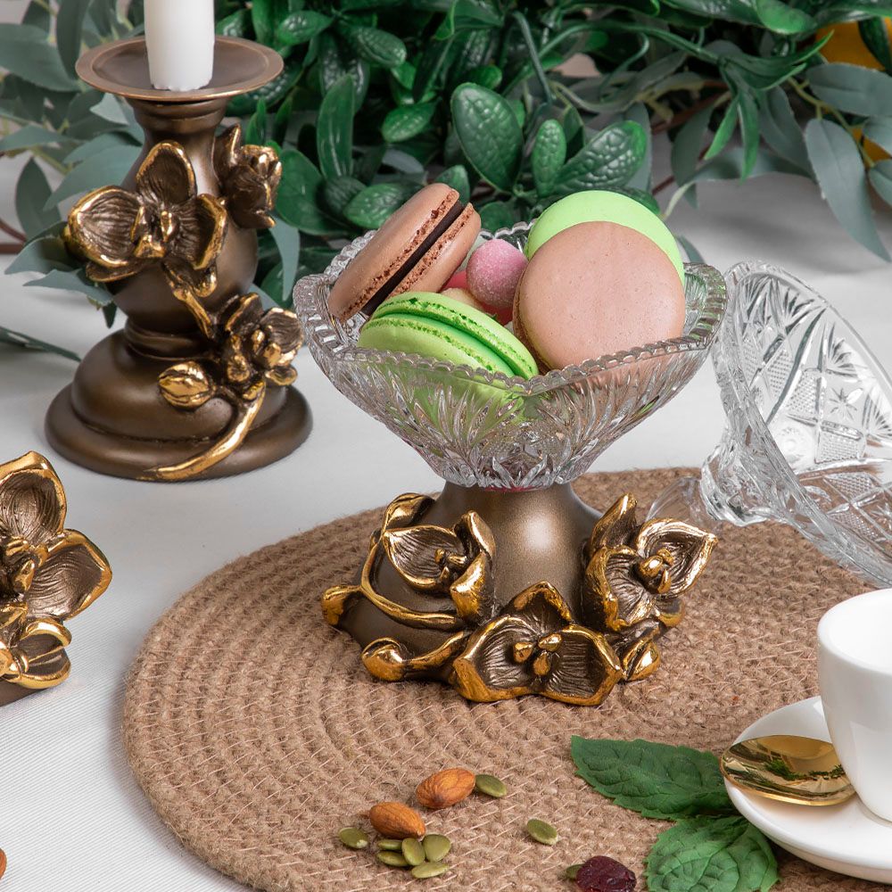 Сахарница стеклянная с крышкой Орхидея Лайм Бронза