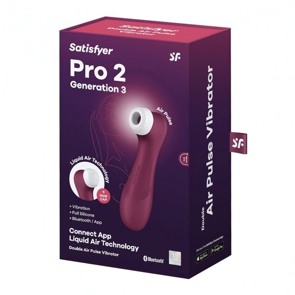 Pro 2 Generation 3 App Вакуумный стимулятор с вибрацией с управлением через смартфон (Цвет: бордовый)