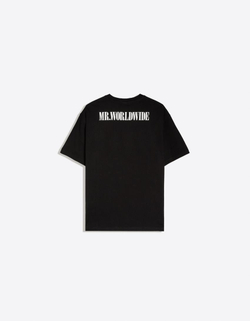BERSHKA Футболка оверсайз с принтом Pitbull, черный