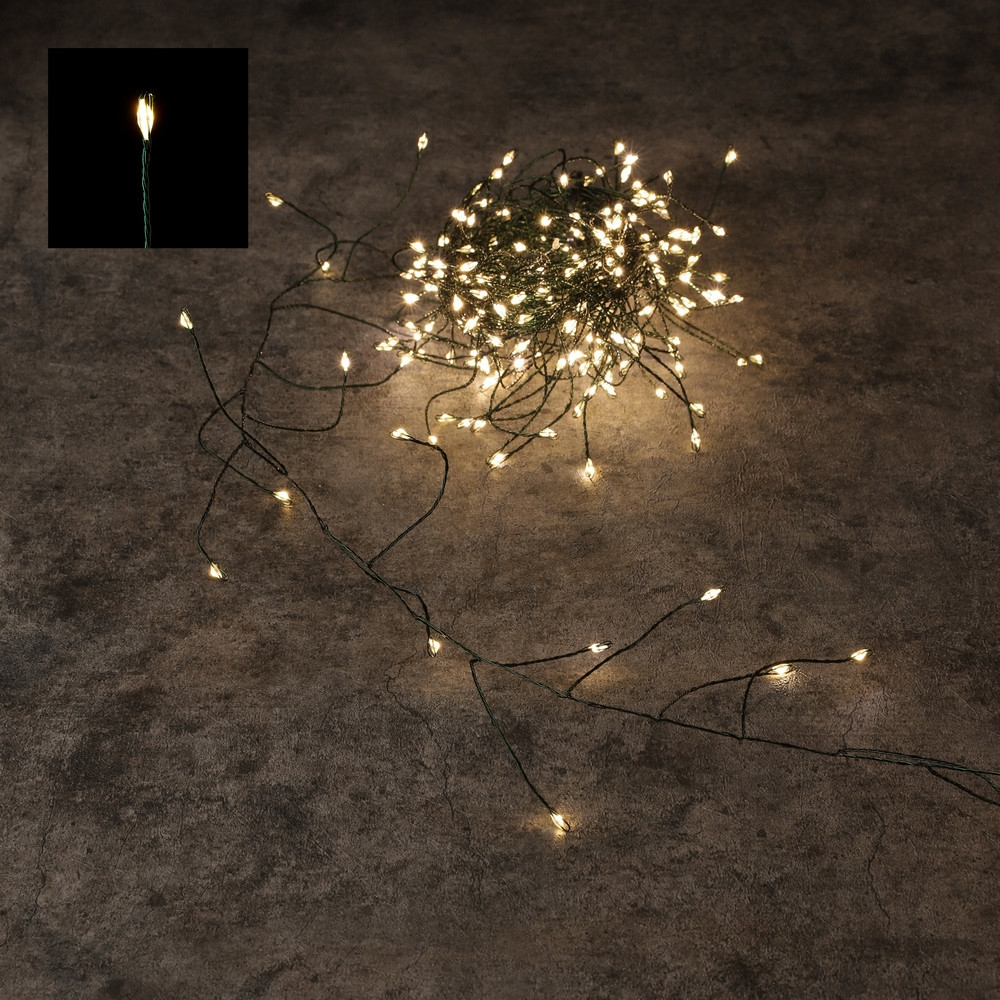 Гирлянда капельки на зеленом проводе теплый белый свет 240 LED Luca Lighting