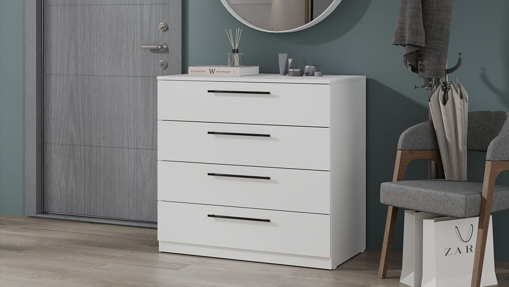 Комод для одежды с ящиками и полками Белый 3 ящика 120х51х87 см