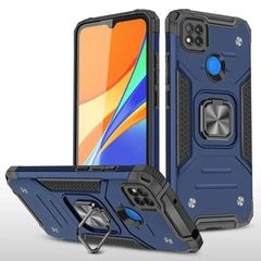 Противоударный чехол Strong Armour Case с кольцом для Xiaomi Redmi 9C (Синий)