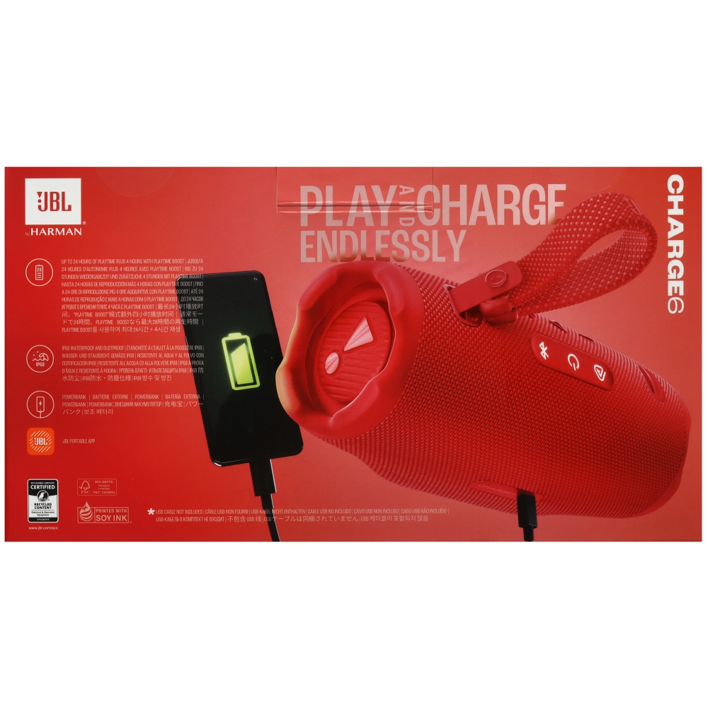 Портативная колонка JBL Charge 6 Красная