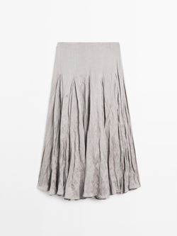 Massimo Dutti Струящаяся юбка миди с отделкой годе - Студия, серебро