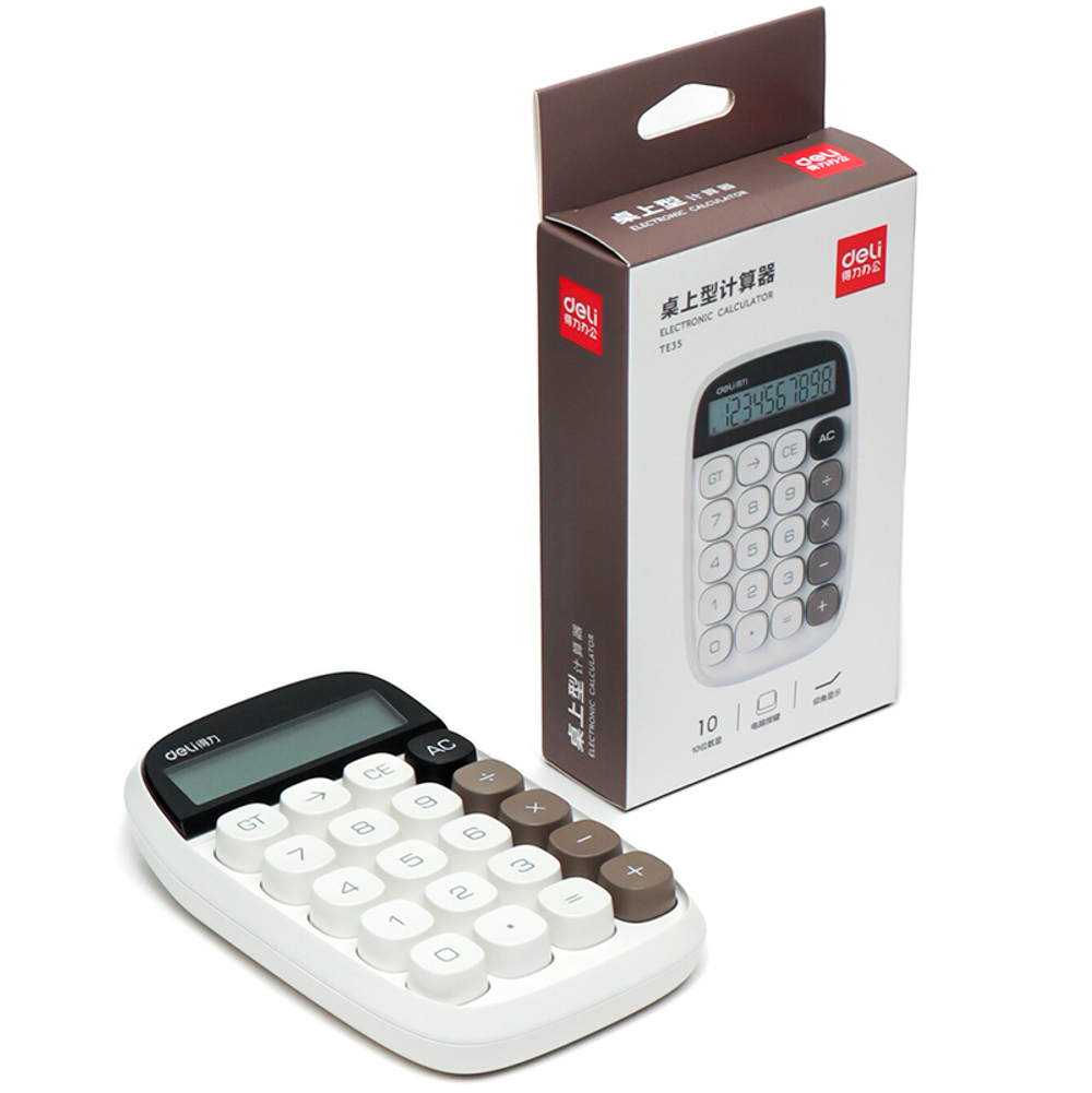 Калькулятор настольный DELI "TE35" 10 разрядный, 151х91х35 мм, белый