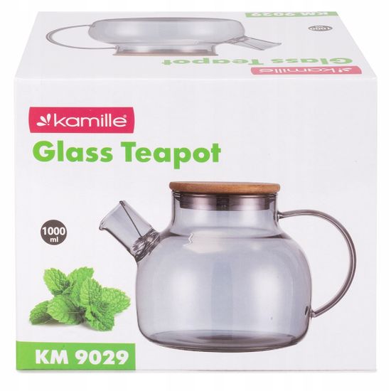 Стеклянный заварочный чайник 1000 мл. Kamille KM 9029 с бамбуковой крышкой