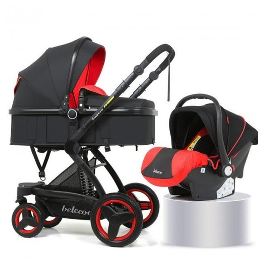 Коляска Belecoo X6 3в1 Красно-черный текстиль