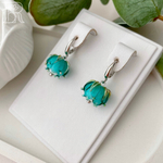 LEFIREL' Серьги серебряные женские "Морская пена" с цветами из муранского стекла / ювелирные украшения из родированного серебра 925