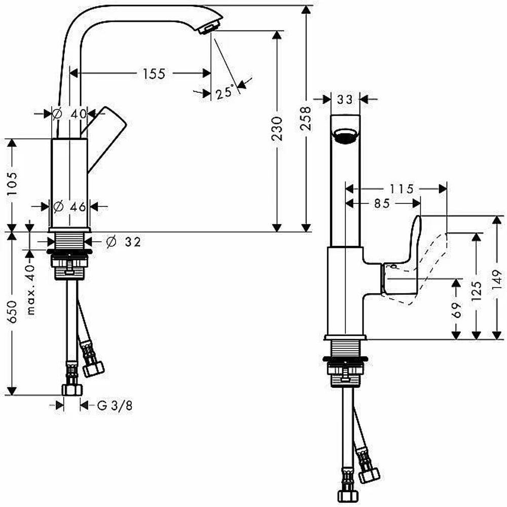 Смеситель для раковины Hansgrohe Metris 31187000