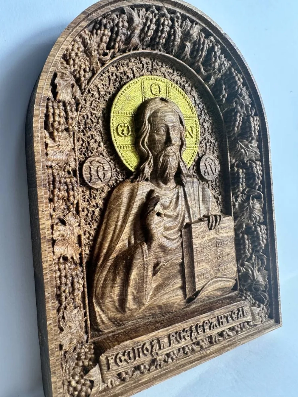 Освященная Икона «Господь Вседержитель» из дуба 19×14 см