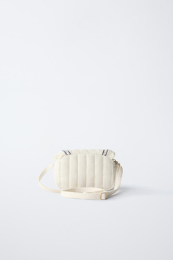 ZARA СУМКА С ВЫШИВКОЙ, ЭКРЮ