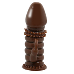 Коричневая стимулирующая насадка на пенис - 13 см.
