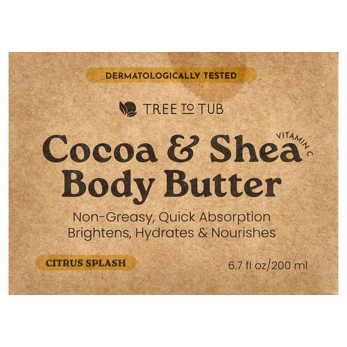 Tree To Tub, масло для тела с какао и ши, с цитрусовым ароматом, 200 мл (6,7 жидк. унции)
