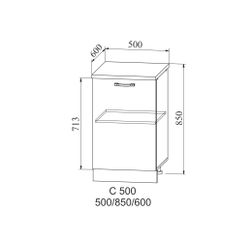 Корпус Шкаф нижний 850*500 (С 500) (серый), ДСВ Мебель
