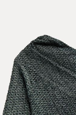 ZARA АСИММЕТРИЧНЫЙ ТОП ИЗ РЕЛЬЕФНОЙ ТКАНИ, ЧЕРНЫЙ/БЕЛЫЙ