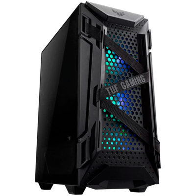 Корпус ASUS TUF Gaming GT301 ATX mid-tower compact case with tempered glass side panel, honeycomb front panel, 120mm AURA Addressable RGB fan, headphone hanger and 360mm radiator support