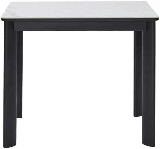 Стол ТЕТ-А-ТЕТ 90 Белый мрамор, керамика / Черный каркас