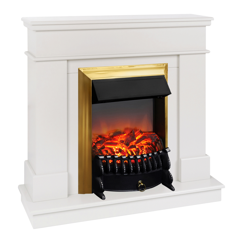 Каминокомплект Real Flame Selena STD WT с очагом Fobos Lux Brass