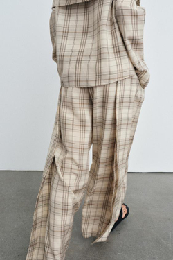 ZARA БРЮКИ В КЛЕТКУ — ZW COLLECTION, БЕЖЕВЫЙ