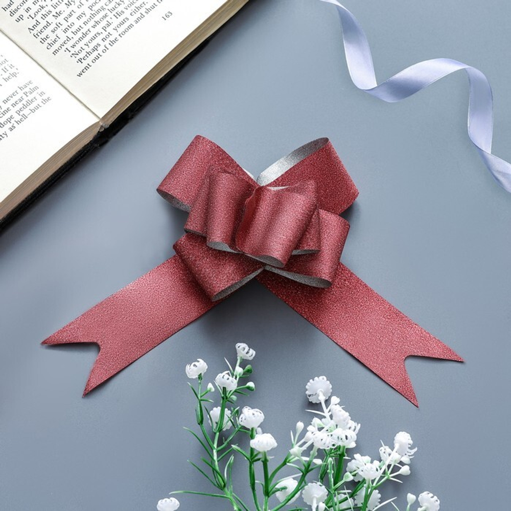 Бант-бабочка №3 гранатовый с перламутром