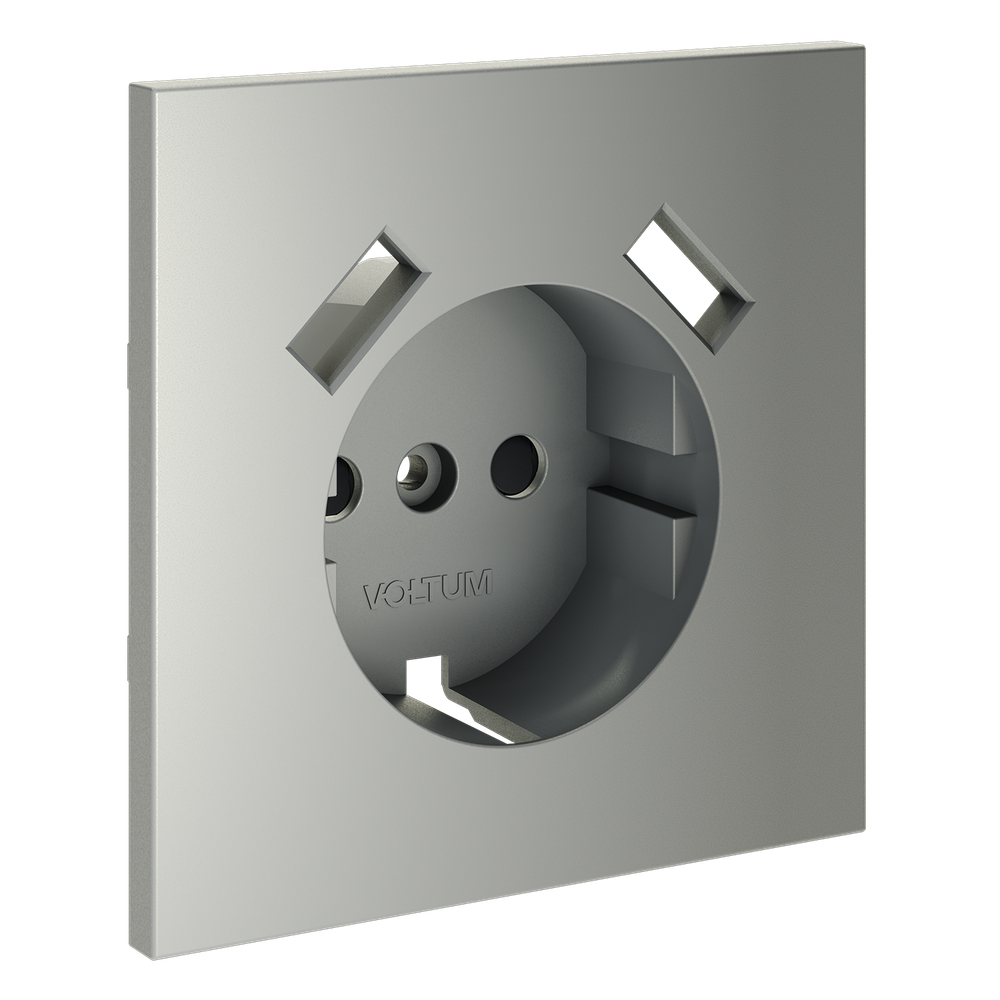 Накладка для розетки с заземлением и защитными шторками, с USB A+A, (сталь) Voltum S70 VLS000905