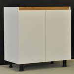 Кухонный модуль напольный 80 см Валенсия 2 двери без столешницы, с дубовой панелью, на ножках / белый, массив дуба