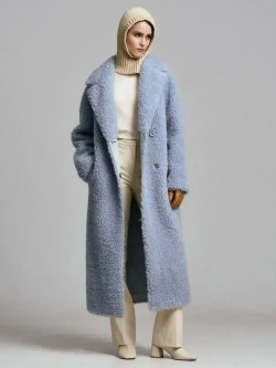 Шуба женская чебурашка тедди эко, светло-голубая, SilverFox