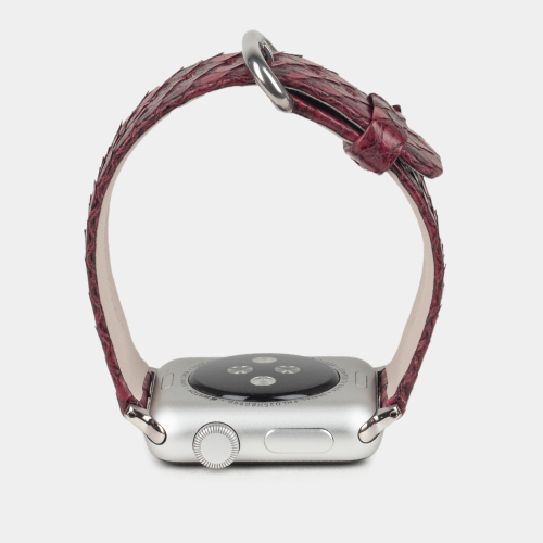 Ремешок для Apple Watch 40/41/42 mm из кожи питона, малинового цвета