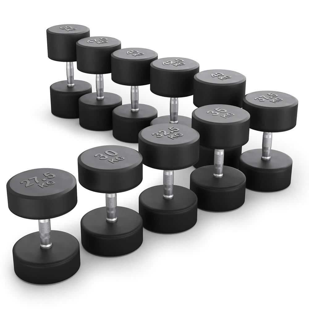 Ряд гантелей круглых UNIX Fit обрезиненные от 27,5 до 50 кг