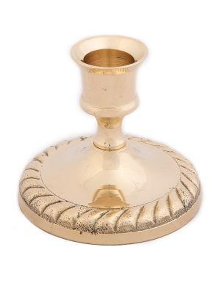 Подсвечник (полиш) цвет золотистый, латунь d= 6 см, h= 5,5 см