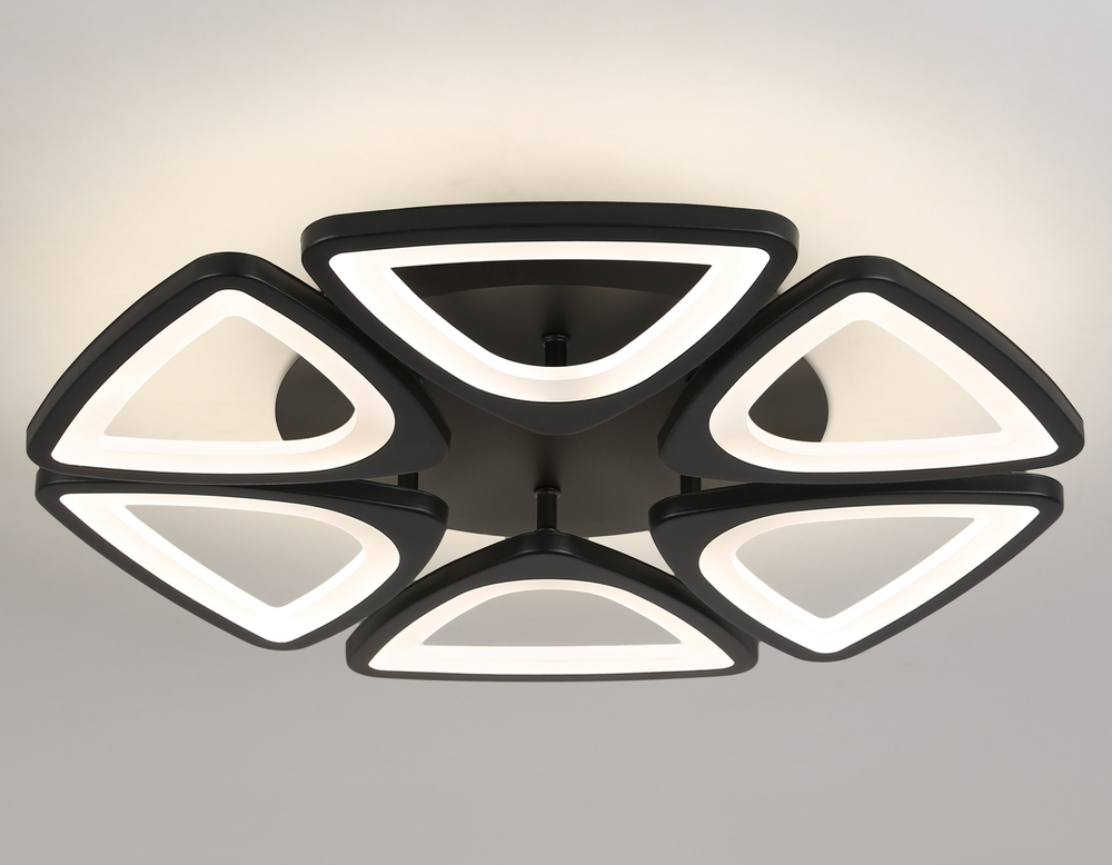 Светильник потолочный светодиодный с пультом FA4495/6 BK черный 84W 4200K/3000K+6400K/6400K+3000K D450*80 (ПДУ ИК)