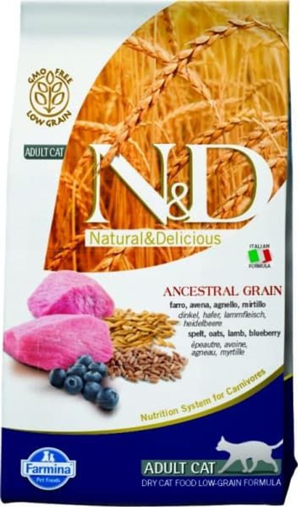 *N&amp;D Low Grain 1,5кг малозерновой корм для взрослых кошек с ягненком и черникой(УЦЕНКА)